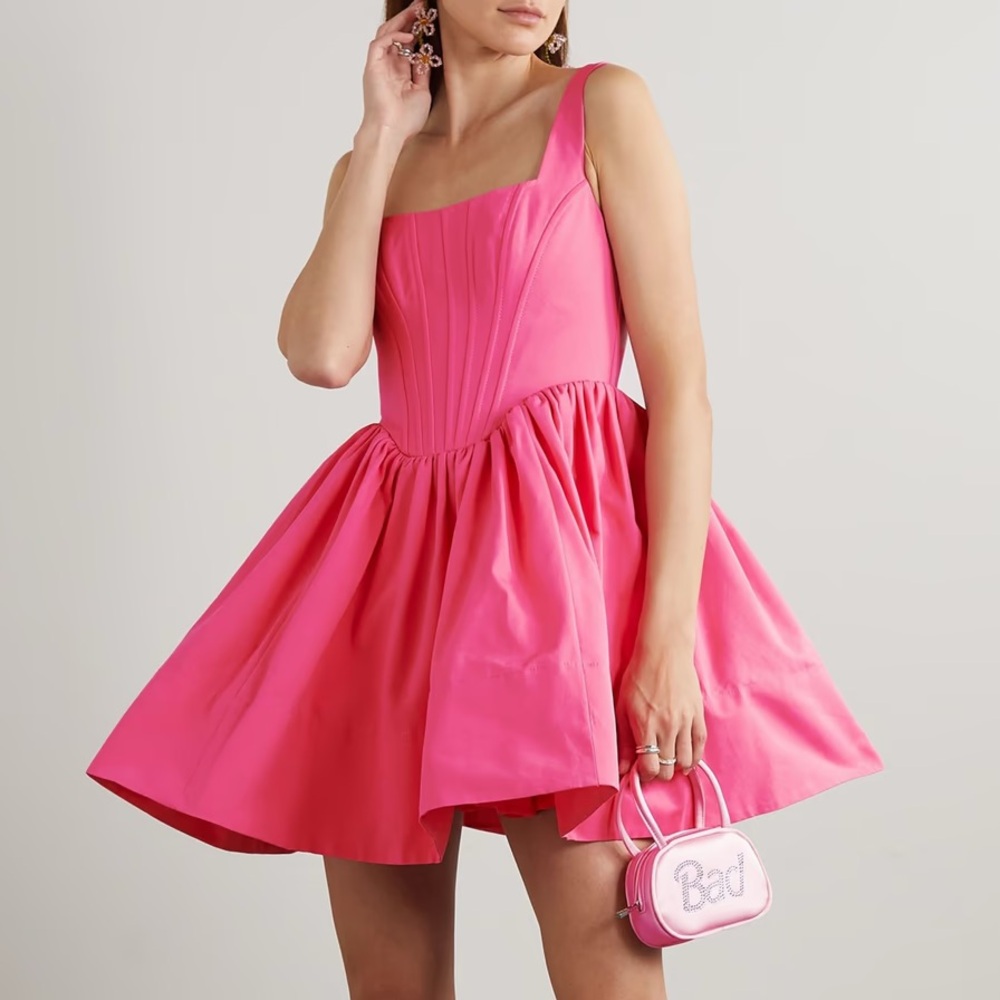 STAUD Landscape Corset Mini Dress Pink - Picture 1 of 5